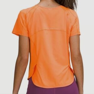 Lululemon Short Sleeve Stretch Running Shirt Orange Size 12 EUC